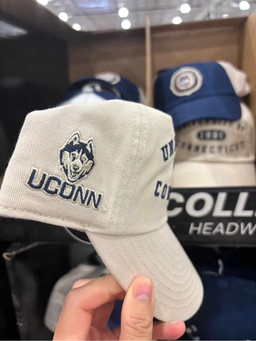 2-pair UCONN Embroidered Baseball Cap HAT- Navy & CREAM NEW WITH TAGS